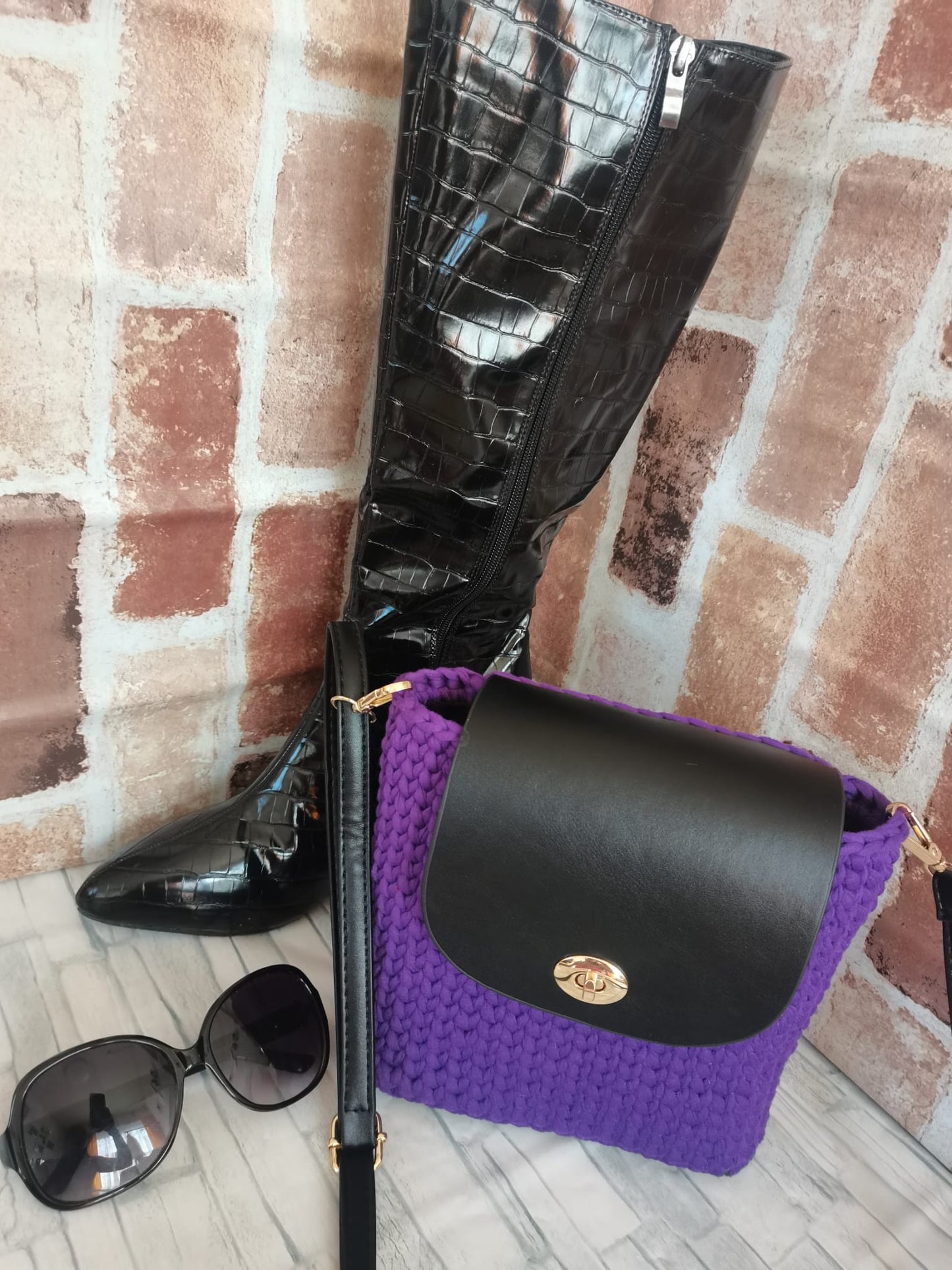 Shakaye Pleather & Cotton Durable Handmade Crochet Bag in Purple