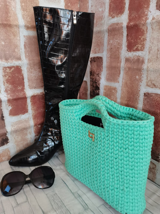 Durable handcrafted handmade Pleather and Cotton Bag